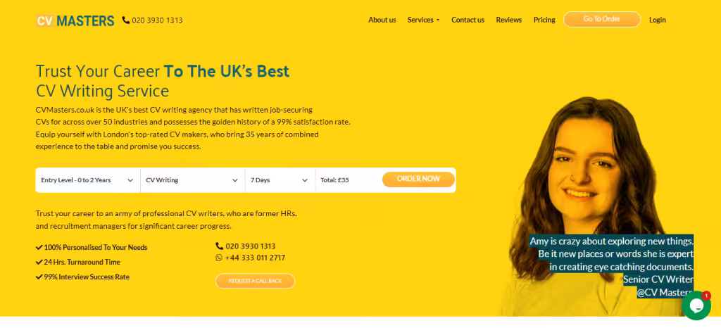 CVMasters Website Screenshot